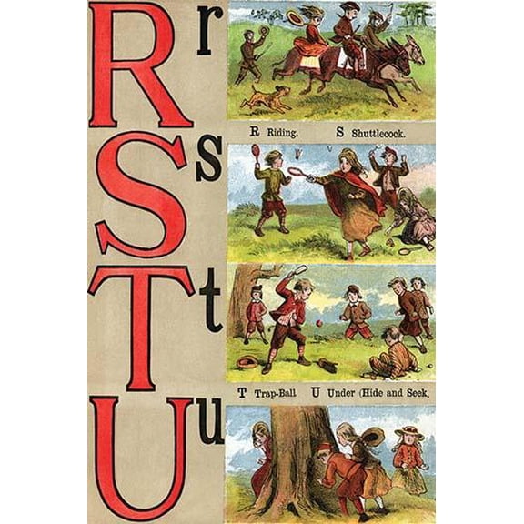 R, S, T, U Illustrated Letters-Fine Art Canvas Print (20" x 30")