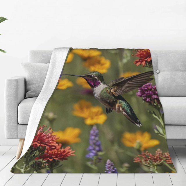 Balery Humming Bird Manta de Felpa Suave y Acogedora – Cobija de Franela Aterciopelada para Cama, Lavable y Cálida para Sofá, Mascotas, Transpirable-40"x30"