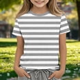 thumbnail image 2 of Zpanxa T Shirts for Girls Solid Color Round Neck Loose Fit Print Pattern Top Polyester Spandex 3-4 Years, 2 of 5