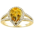 thumbnail image 1 of 14K Yellow Gold Natural Citrine Ring Pear Shape 9x7 mm Diamond Accents, size 9, 1 of 3