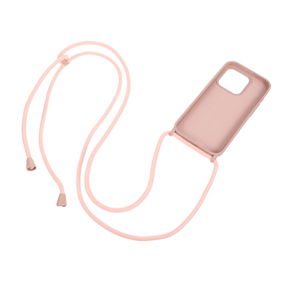NUOLUX Phone Case with Lanyard Pink Silicone Protective Mobile Cover for Phone Protection