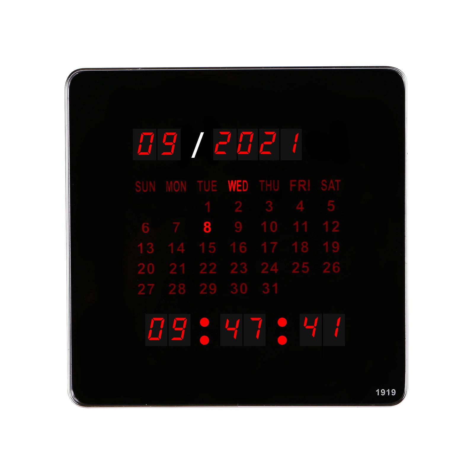 kowaku Oversized Digital Wall Clock Wall Mounted USB with Calendar LED 12/24H Month Date Year Desk Clock for Office Bedroom Home