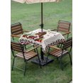 thumbnail image 3 of Outdoor Tablecloth with Umbrella Hole and Zipper, Christmas Gnomes Square Table Cloth 54x54 Inch Waterproof Tablecloth, Winter Xmas Gifts Snowflake Burlap Picnic Table Cover for Patio Camping, 3 of 7