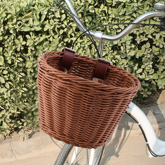 OFFIGAM Brown Kids Bike Basket Plastic Storage Large Capacity Easy to Install Environmentally Friendly