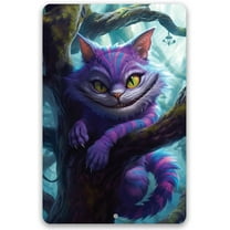 Alice In Wonderland Themed Metal Sign - Durable Metal Sign - Use Indoor/Outdoor - Makes a Great Decor and Gift For Alice in Wonderland Fans (8" x 12", Cheshire Cat)