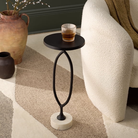 Safavieh Malachy Modern Metal Round End Table, Black / White