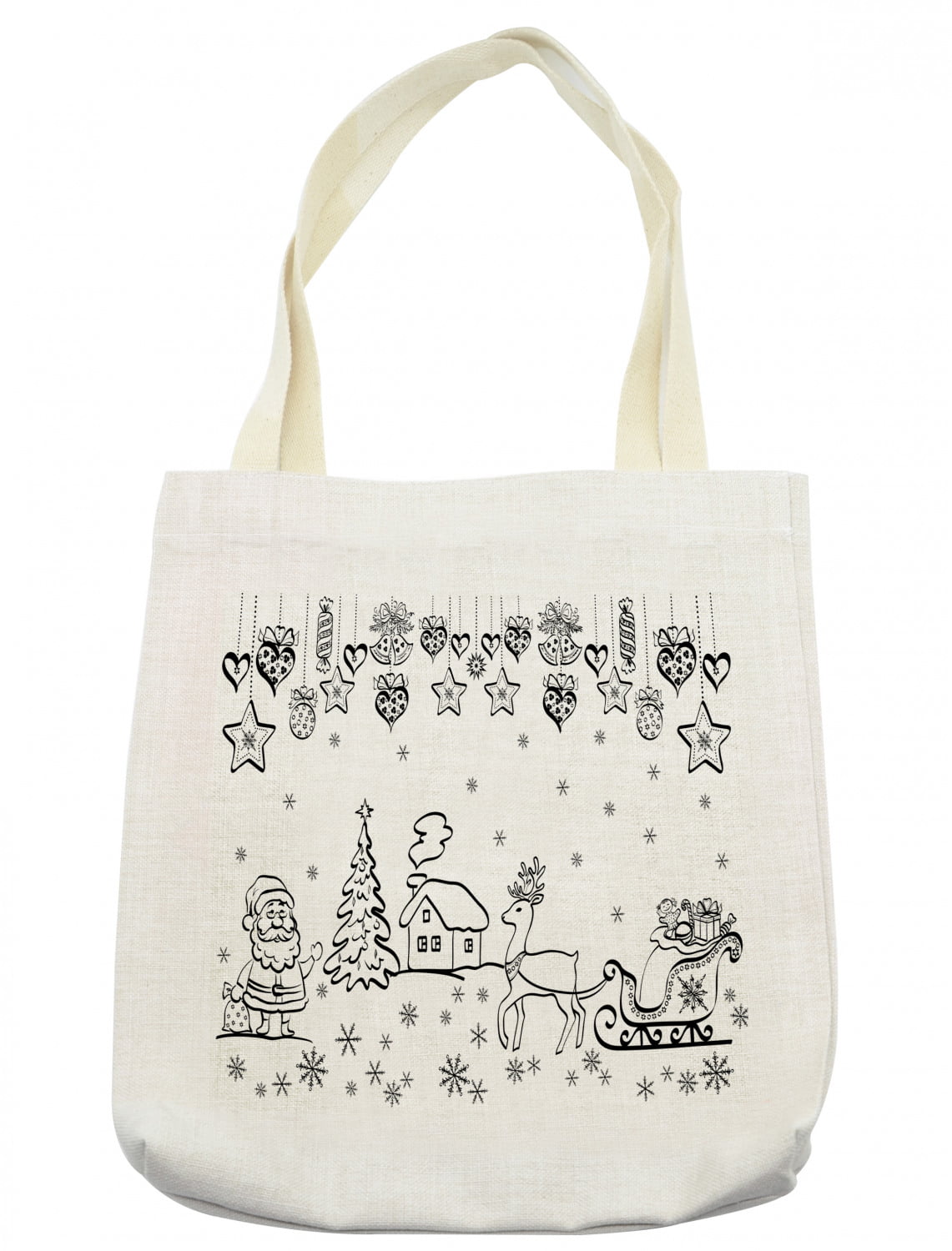 Tote Bag Christmas Reindeers Rudolph Bag Life Cotton Canvas Reusable Shopping 