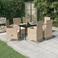 thumbnail image 1 of vidaXL 7 Piece Garden Dining Set with Cushions Beige, 1 of 5