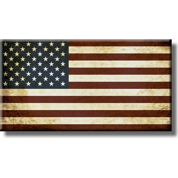 Image Drapeau Américain Vintage sur Toile Tendue, Décoration Murale, Prêt à Accrocher