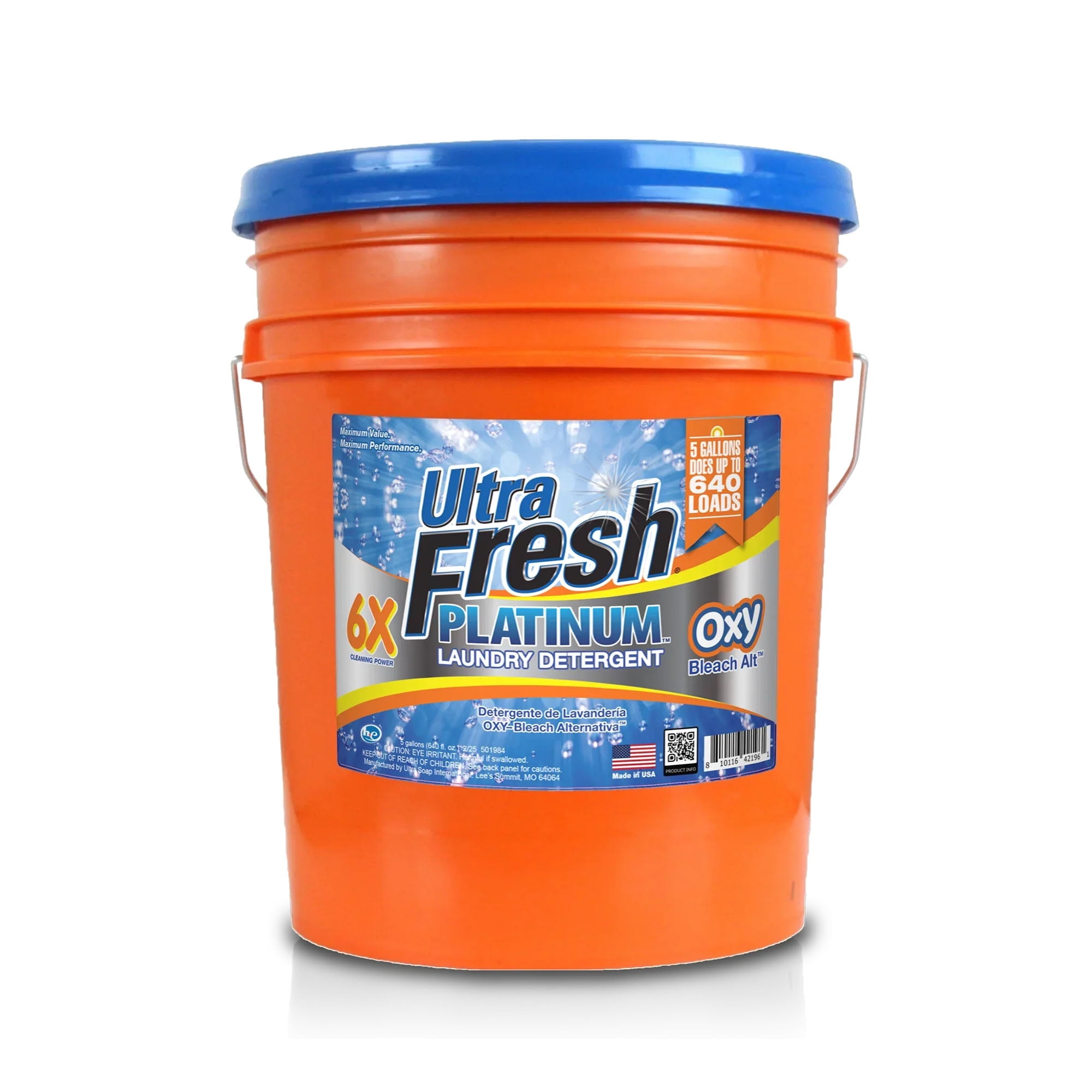 Ultra Fresh 3 Pack 6X Platinum Laundry Detergent, Up to 640 Loads, Bleach Alt, 5 Gallon