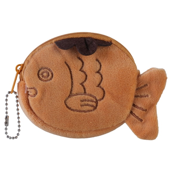 HEMLBOYW Women Fish Plush Coin Purse Keychain Change Purse Small Wallets Girls Lovely Earphone Storage Bag Child Coin