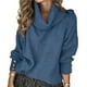 thumbnail image 1 of Suéteres de Punto Grueso Oversize para Mujer, con Cuello Alto, Larga y Corte Holgado, Ideales para el Invierno Azul XL, 1 of 8