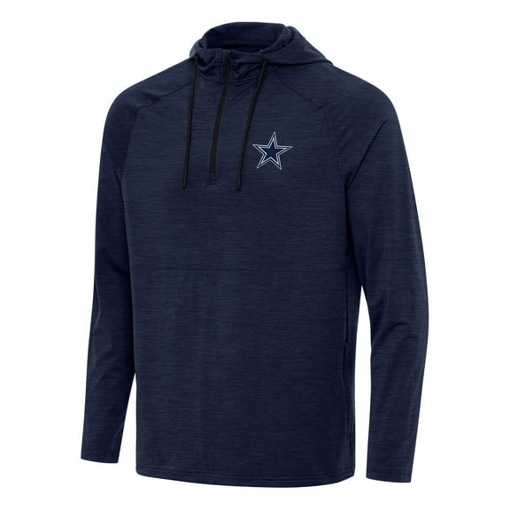 Men's Antigua  Heather Navy Dallas Cowboys Spikes Quarter-Zip Pullover Hoodie