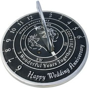FUDU 5th Wood Wedding Anniversary Sundial Gift for Parents, Grandparents, Friends, Husband or Wife, Couples, Him & Her Unique Marriage Present 2023 (5th Anniversary)