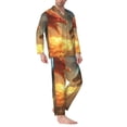 thumbnail image 2 of Naloa Red And Blue Fire Dragon B Men’s Pajamas Set - Long Sleeve Button Down Sleep Shirt and Pajama Bottoms Sleepwear Set-XX-Large, 2 of 7