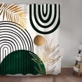 thumbnail image 2 of Green Chic Abstract Shower Curtain for Bathroom Decor 72Wx84H Inches Mid Century Leaves Tropical Modern Geometric Simple Minimalist Fancy Fabric Waterproof Polyester 12 Pack Hooks, 2 of 6