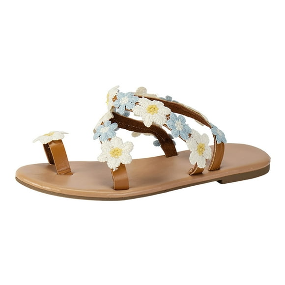Ketyyh-chn99 Sandals with Heels for Women Shoes Women Flip Flop Women Sandals Elastic Band Casual Open Toe Flat Soft Bottom Breathable Shoes Sandals (White, 8)