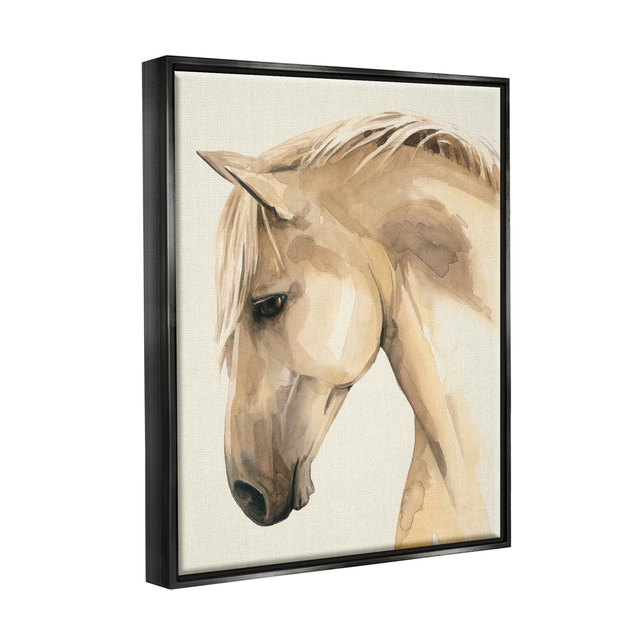 Stupell Industries Country Horse Farm Animal Portrait Graphic Art Jet Black Floating Framed Canvas Print Wall Art, Design by Grace Popp