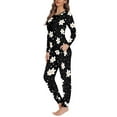 thumbnail image 2 of SCRAWLGOD Floral Women's Pajamas Long Sleeve Tops and Pants for Women Lounge Sets Crewneck 2-Piece Outfits for Women Comfortable Women Sleepwear Set Size M, 2 of 6