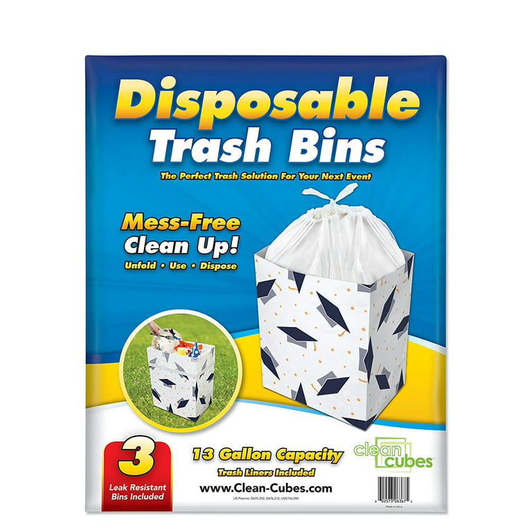 Clean Cubes 13 Gallon Disposable Trash Cans (3-Pack / Reusable / Snowflake)  