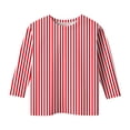 thumbnail image 4 of XUELUO Big Girls T-Shirts Carnival Three Quarter Sleeve Crewneck Stripe Print Tshirts Spring Soft Daily Comfortable Girl Tops, 4 of 5