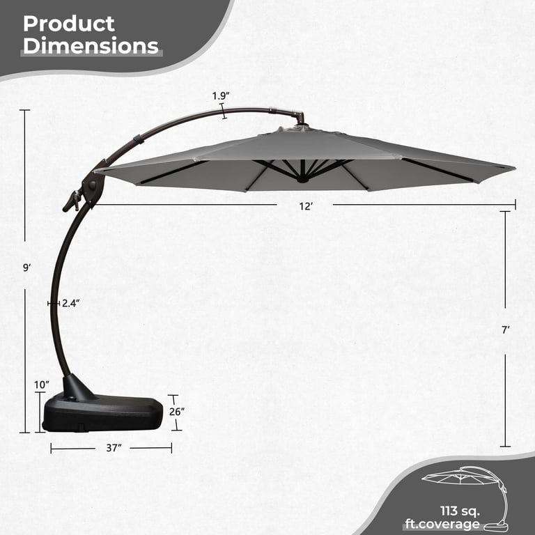 coolaroo 12-ft round cantilever patio umbrella instructions 9X12ft Hydraulic Umbrellas in 4 Colors Designed for both style and functionality Cantilever Patio Umbrella - Round
