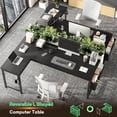 thumbnail image 3 of 63" Larger L Shaped Desk for 2 monitors or 2 laptops, Reversible Computer Desk with Power Outlets and USB-C Port, Gaming Desk with LED, 0.95" Thicker Office Corner desk for Study, Work Black, 3 of 8