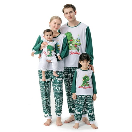 

Christmas Family Matching Pajamas Set with Cute Deer Xmas Long Sleeve Tops and Plaid Pants Sleepwear Nightwear