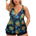thumbnail image 1 of Kawell Plus Size Tankini Swimsuits for Women Blouson Tankini Tops with Swim Shorts Two Piece Bathing Suits, 1 of 4