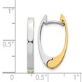 thumbnail image 2 of 14k Yellow and White Gold Two-tone V Shaped Hinged Hoop Earrings Length 10mm, 2 of 5
