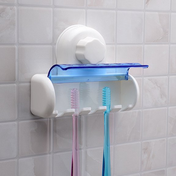 Plastic Dust-proof Toothbrush Holder Family Toothbrush Suction Cups Holder Wall Stand