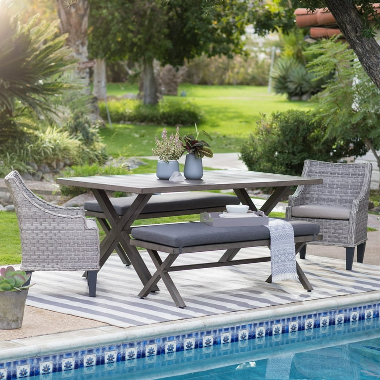 Coral Coast Harlowton Steel Slat Patio Dining Table Walmart
