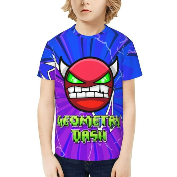 Geometry Dash Kids T-Shirt 3d Printed Graphic T-Shirts Boys And Girls Short Sleeve Shirts For Youth Kids X-Small