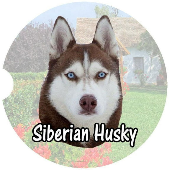 Husky Car Coaster, Absorbent Stoneware Car Cup Holder Coaster, Set of 2