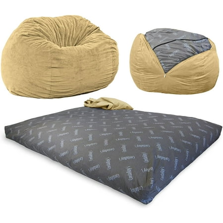 CordaRoy s Convertible Chenille Full Size Bean Bag Chair Tan
