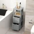 thumbnail image 2 of Moccha Small Bathroom Floor Cabinet, Freestanding Storage Cabinet with 2 Removable Drawers, Anti-Tipping Device, Modern Storage Organizer Rack Stand, Narrow Bathroom Cabinet for Small Spaces, Grey, 2 of 18