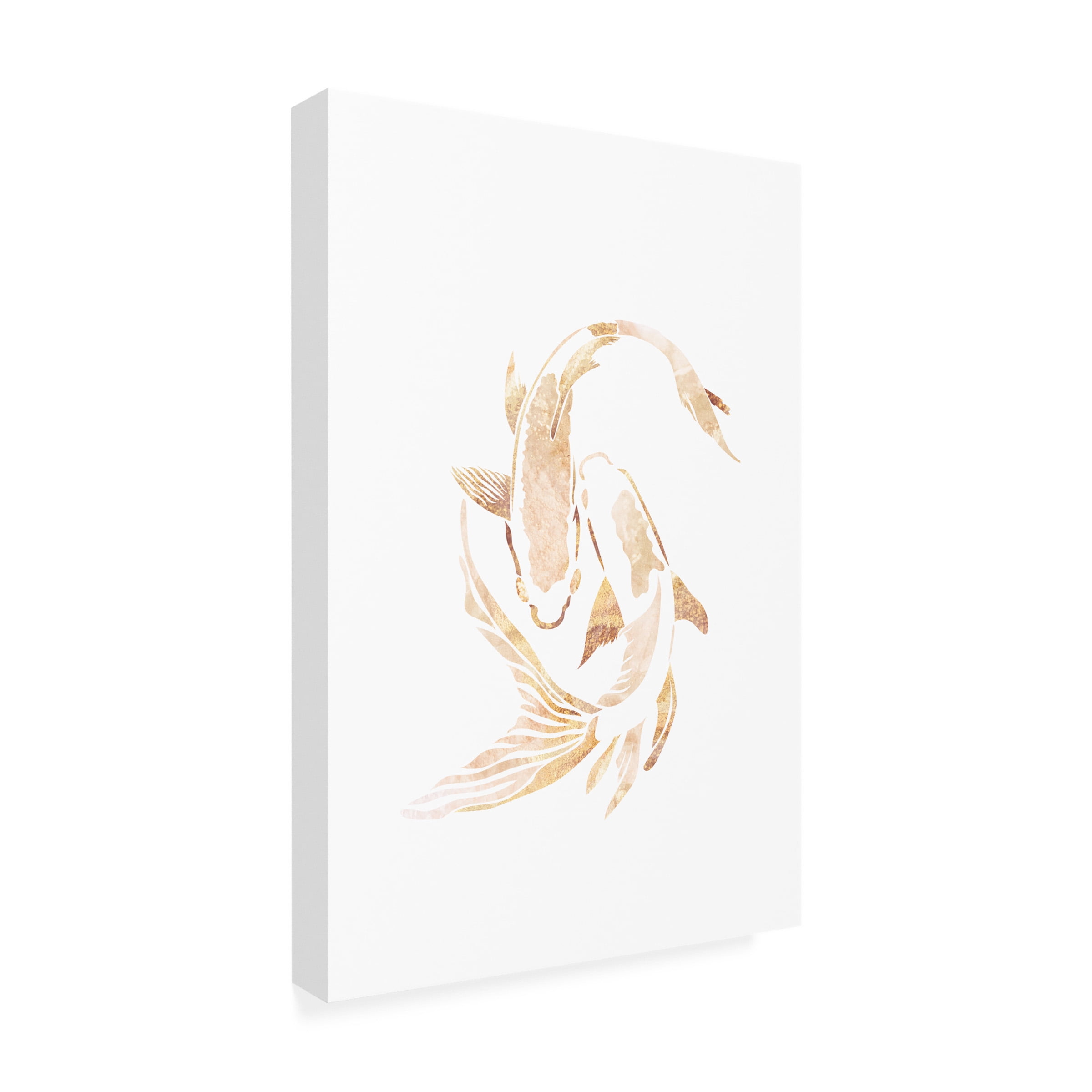 Trademark Fine Art Sarah Manovski  Gold White Japan Koi Fish Canvas Wall Art - 30x47