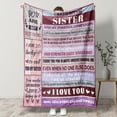 thumbnail image 5 of Qiushi To My Sister Blanket from Brother or Sister, Letter Warm Soft Throw Blankets Gifts from Sister,Birthday Christmas Idea Gifts 50x60in Pink, 5 of 9