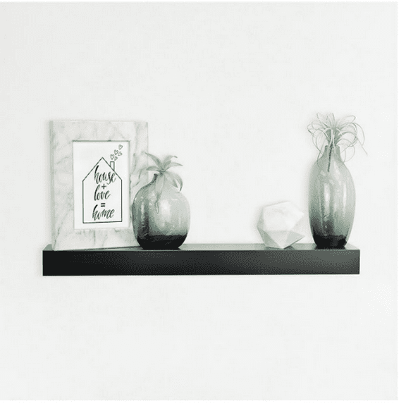 Floating Shelf, Room D r Wooden Shelf, Black, 24 x 4 Inch