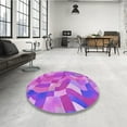 thumbnail image 4 of Ahgly Company Machine Washable Indoor Square Transitional Fuchsia or Magenta Purple Area Rugs, 5' Square, 4 of 7