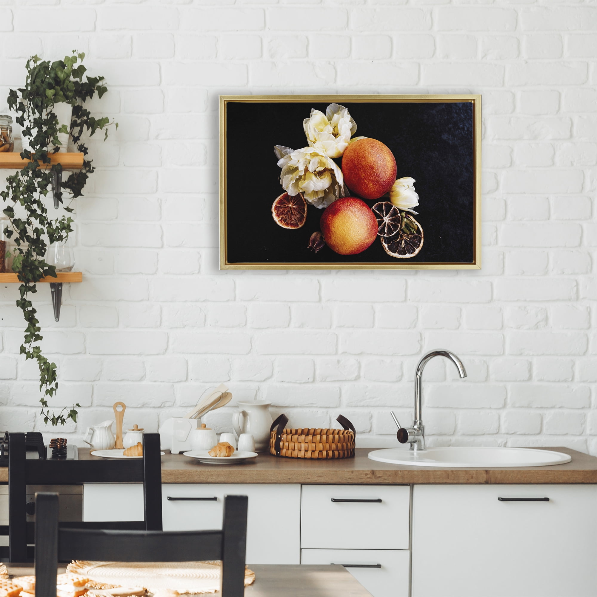 The Still Spring Fruit Gold Framed Floater Canvas Wall Art, design by Amy Carroll