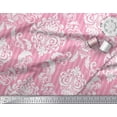 thumbnail image 2 of Soimoi Pink Rayon Fabric Stripe & Vector Design Damask Decor Fabric Printed Yard 42 Inch Wide, 2 of 3