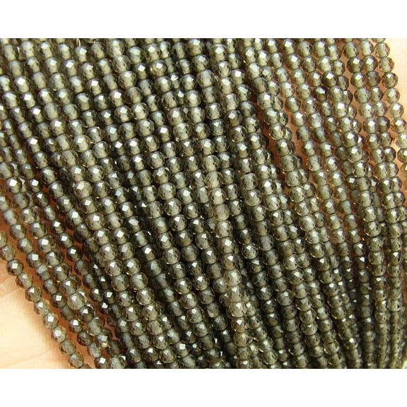 3mm 15.5" Finely Cut Smoky Quartz Faceted Round Beads Genuine Gemstone Natural Jewelry Making