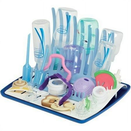 Dr. Browns Universal Drying Rack | Folds Down for Easy Storage | BPA Free (White/Blue)