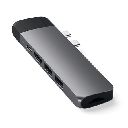 Satechi - Type-C Pro Hub Adapter with Ethernet - 4K HDMI, USB-C PD, Gigabit Ethernet, USB 3.0, Micro SD Card Slot - Space Gray