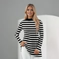 thumbnail image 2 of Women's Striped Long Sleeve T-Shirts Casual Crewneck Soft Stretchy Top Classic Fit for Daily Wear Lightweight Comfort Outfits ,Black L, 2 of 5