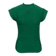thumbnail image 4 of T Shirts For Women Womens Tops Short Sleeved Half High Collar Textured Wavy Solid Color Top T Shirt, 4 of 7