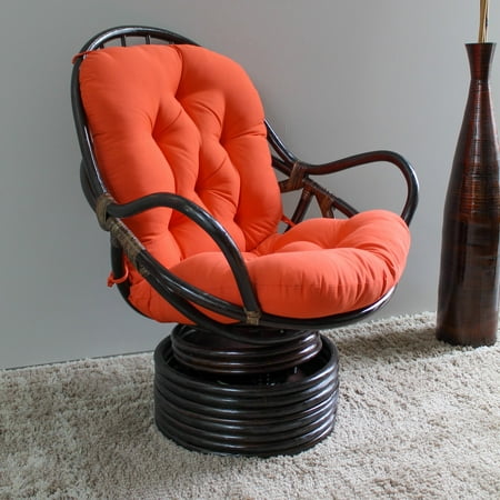 Orange Mini Mitt Chair - International Caravan Swivel Rocker Chair with Solid Cushion