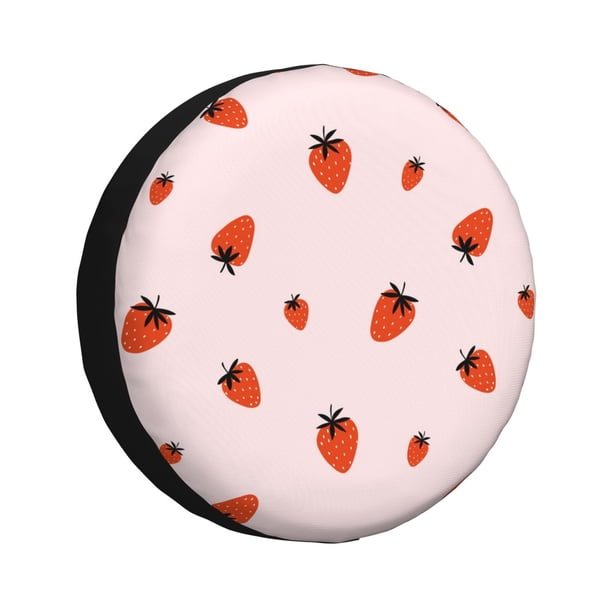 Fotbe Strawberry Funda de Llanta de Repuesto con Estampado, Engrosada, Ajuste Universal para Jeep, Remolque, RV, SUV, Camión-16 inch