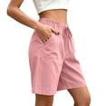 thumbnail image 5 of Women's Cotton Loose Fit Casual Shorts with Pockets Elastic Waist Drawstring Comfy Soft Stretchy Summer Lounge Athletic Gym Outdoor Everyday Womens | VerBelle,Pink M, 5 of 7